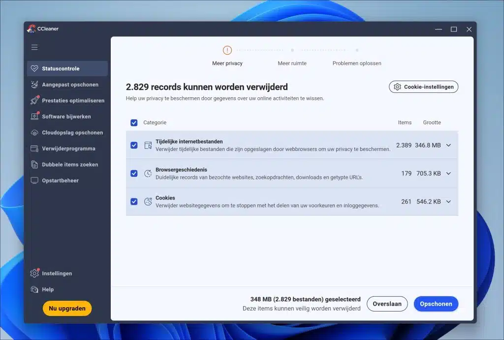 CCleaner startscherm