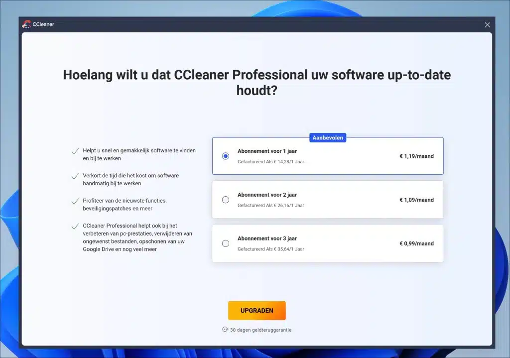ccleaner abonnement prijs