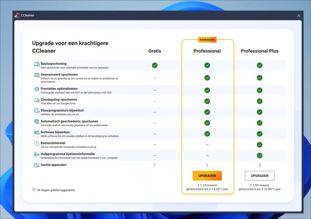 ccleaner upsell