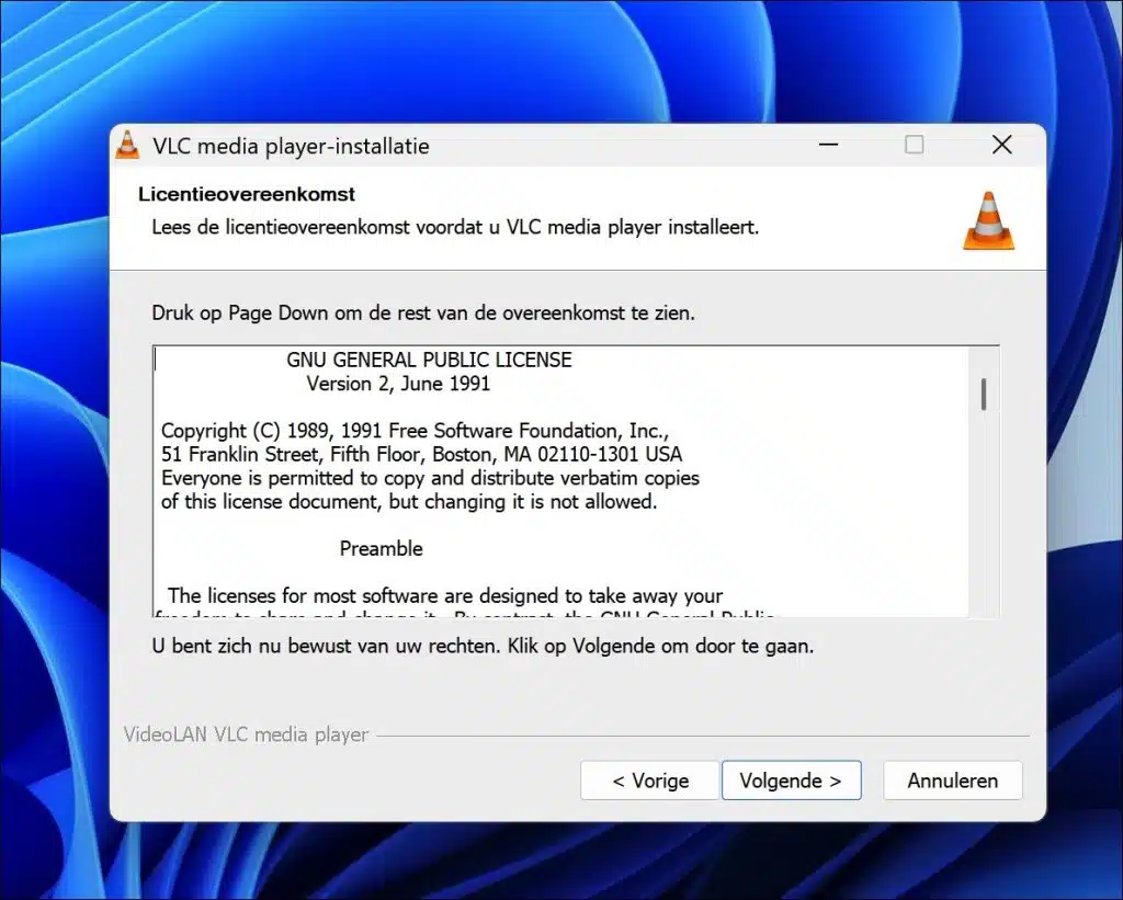 gnu licentievoorwaarden vlc